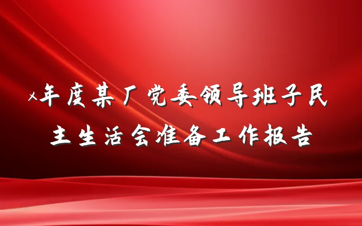 x年度某厂党委领导班子民主生活会准备工作报告