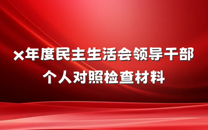 x年度民主生活会领导干部个人对照检查材料