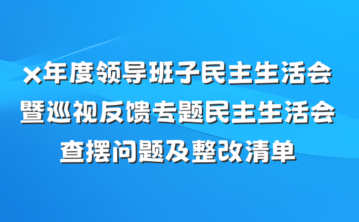 x年度领导班子民主生活会暨巡视反馈专题民主生活会查摆问题及整改清单