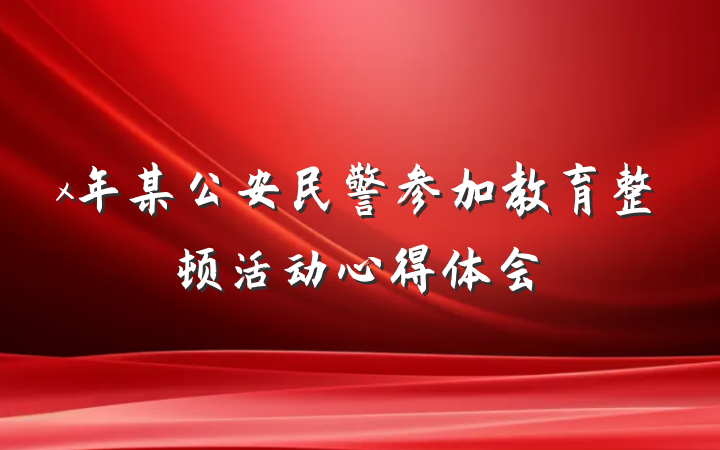 x年某公安民警参加教育整顿活动心得体会