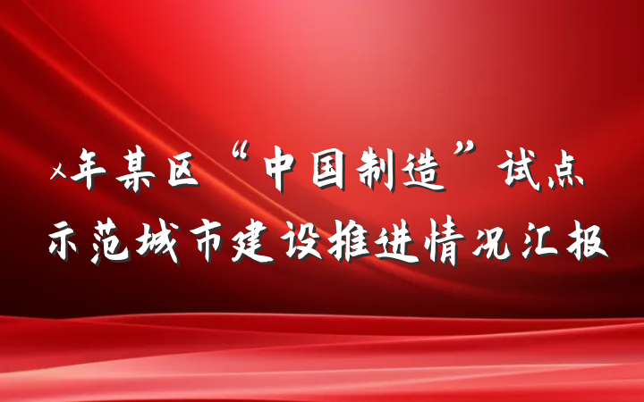 x年某区“中国制造”试点示范城市建设推进情况汇报