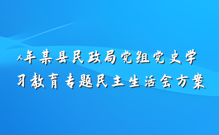 x年某县民政局党组党史学习教育专题民主生活会方案