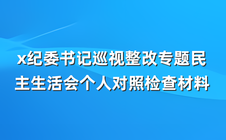 x纪委书记巡视整改专题民主生活会个人对照检查材料