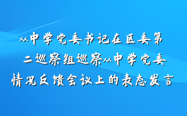 xx中学党委书记在区委第二巡察组巡察xx中学党委情况反馈会议上的表态发言