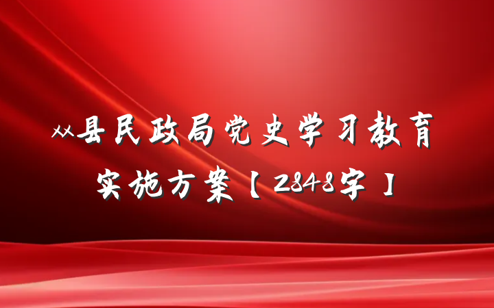xx县民政局党史学习教育实施方案【2848字】