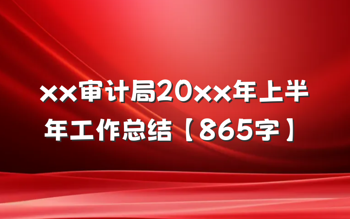 xx审计局20xx年上半年工作总结【865字】