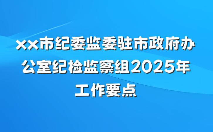 xx市纪委监委驻市政府办公室纪检监察组2025年工作要点