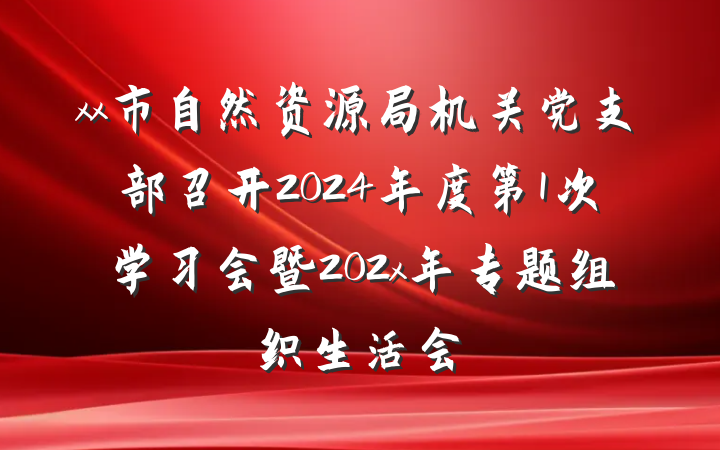xx市自然资源局机关党支部召开2024年度第1次学习会暨202x年专题组织生活会