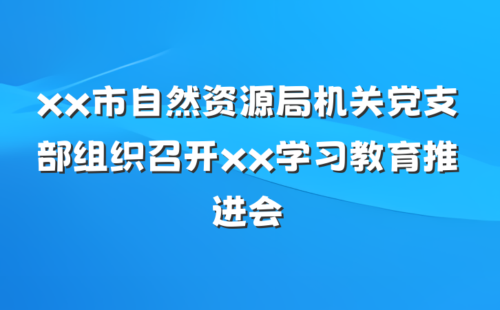 xx市自然资源局机关党支部组织召开xx学习教育推进会