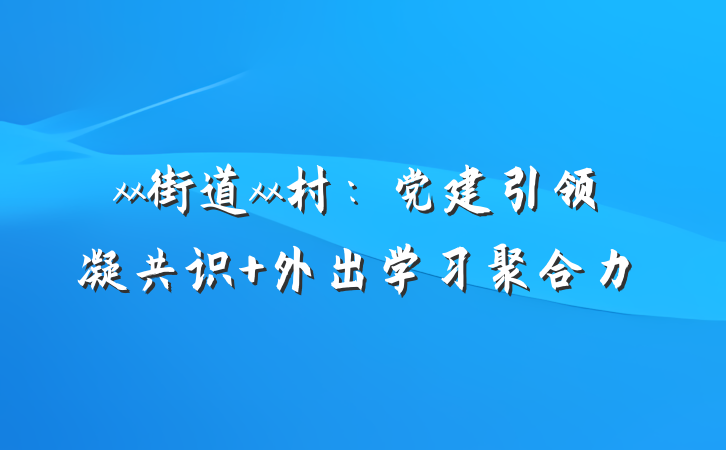 xx街道xx村：党建引领凝共识 外出学习聚合力