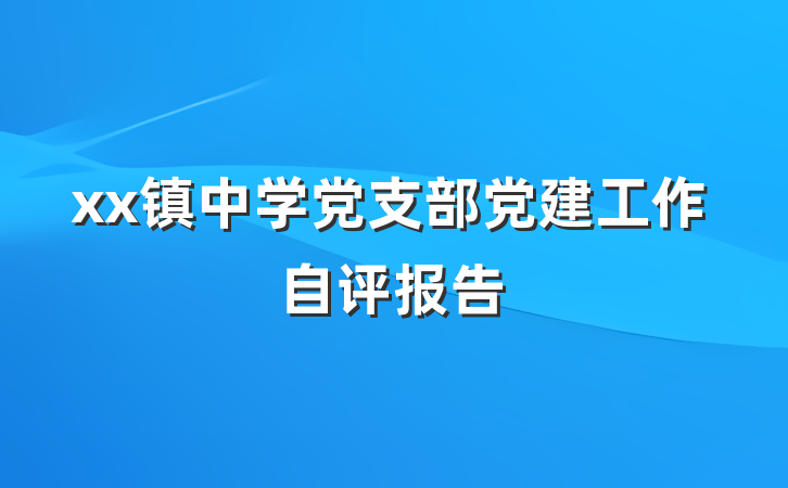 xx镇中学党支部党建工作自评报告