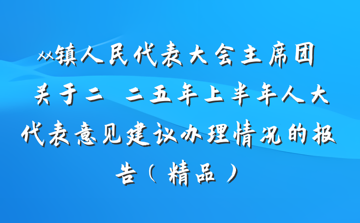 xx镇人民代表大会主席团关于二〇二五年上半年人大代表意见建议办理情况的报告（精品）