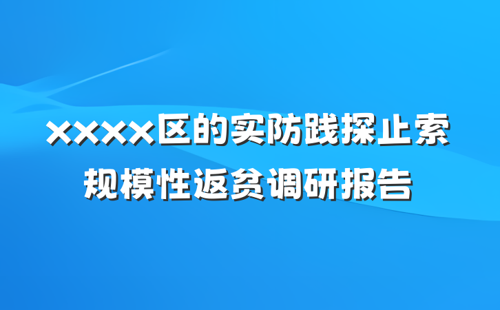 xxxx区的实防践探止索规模性返贫调研报告